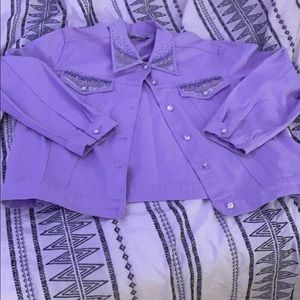 Christine Alexander Purple bedazzled denim jacket